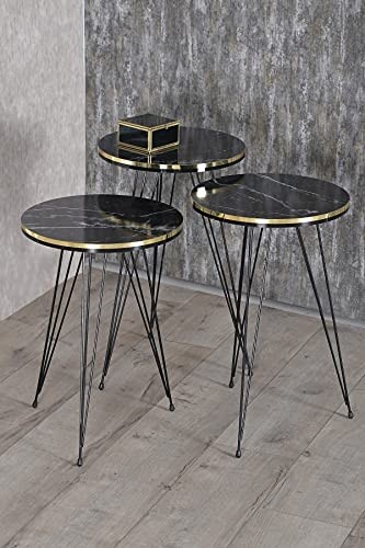 Black marble coffee table & set
