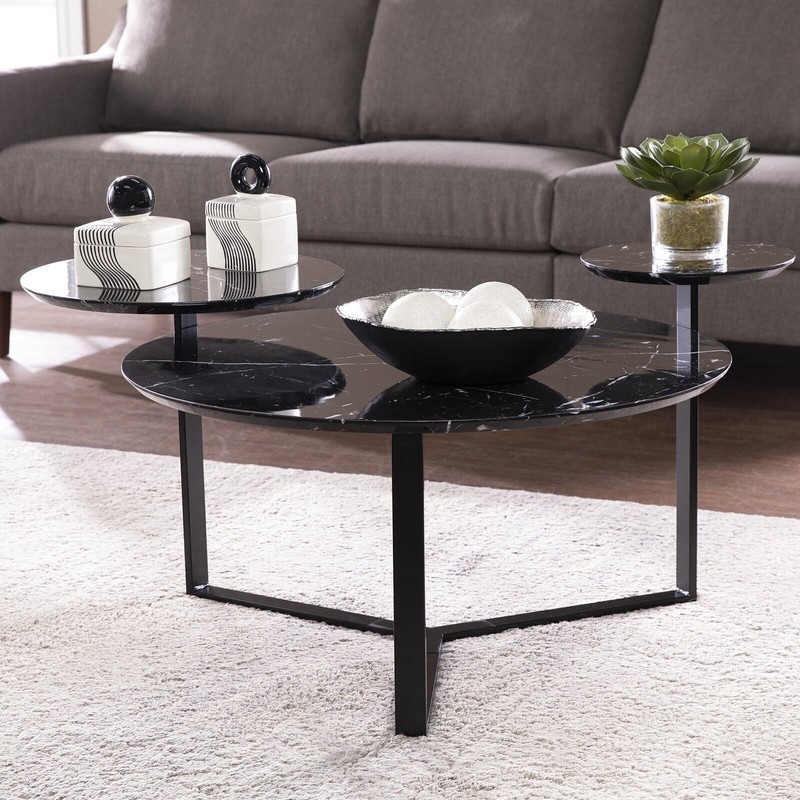 Black marble coffee table with layers