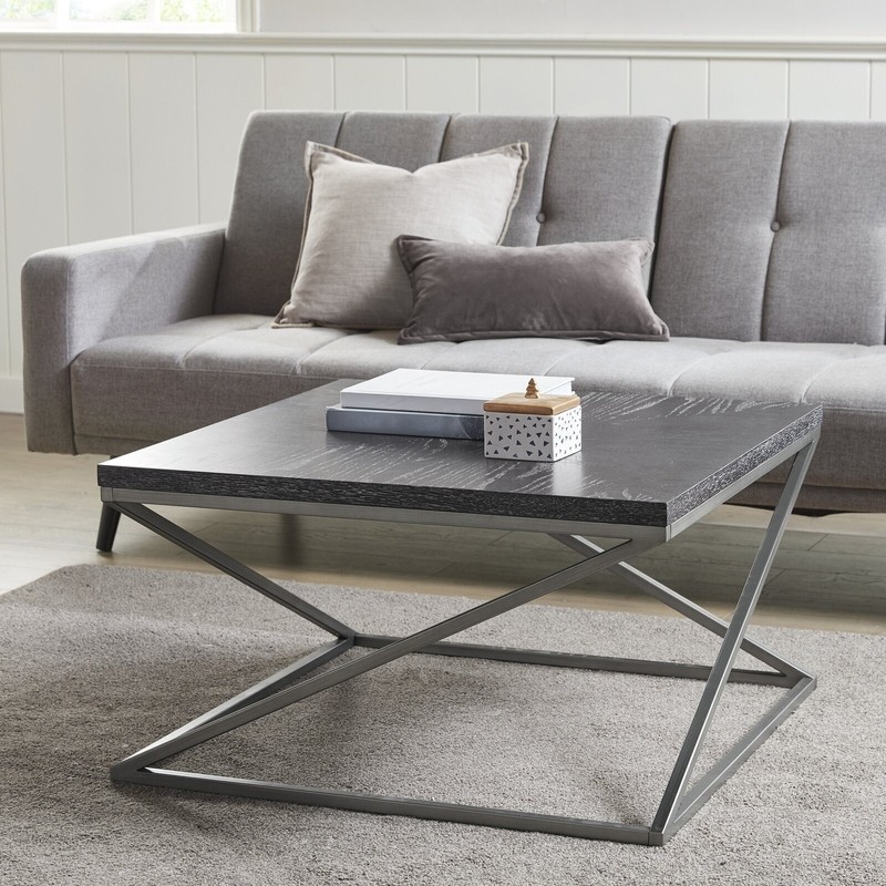 Black square coffee table with unique veins