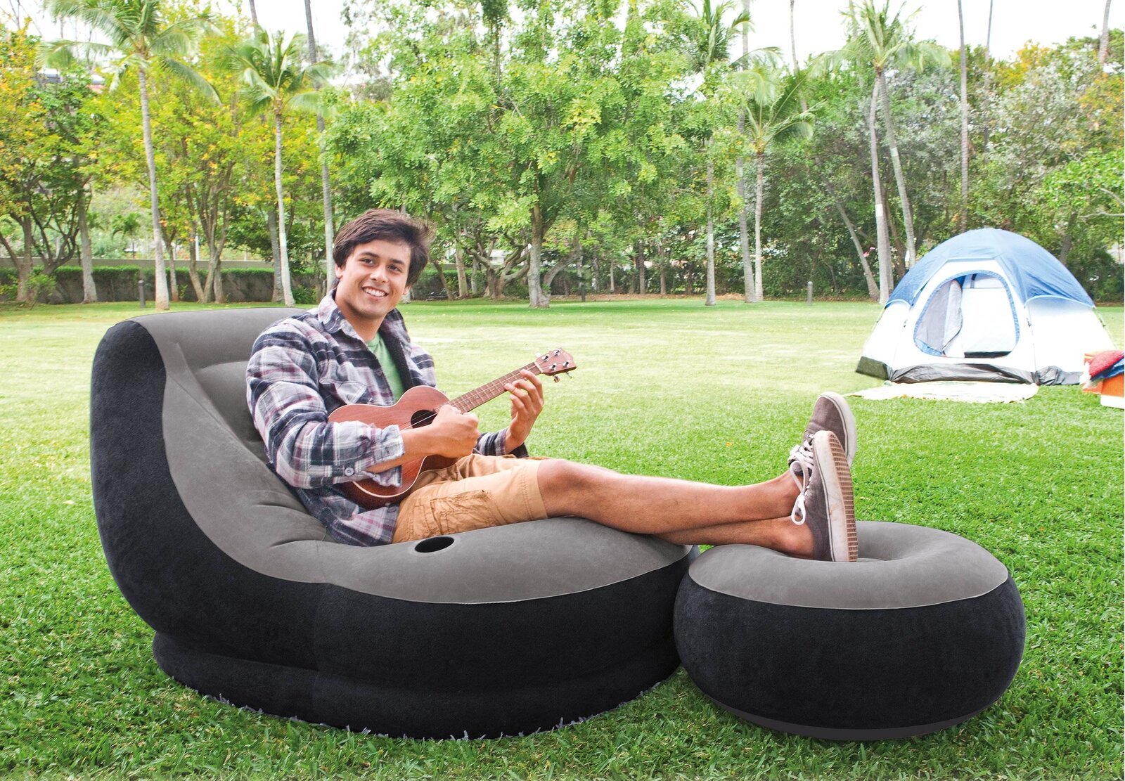 NEW SINGLE INFLATABLE BLOW UP SEAT CHAIR SOFA GAMING POD LOUNGER OUTDOOR 