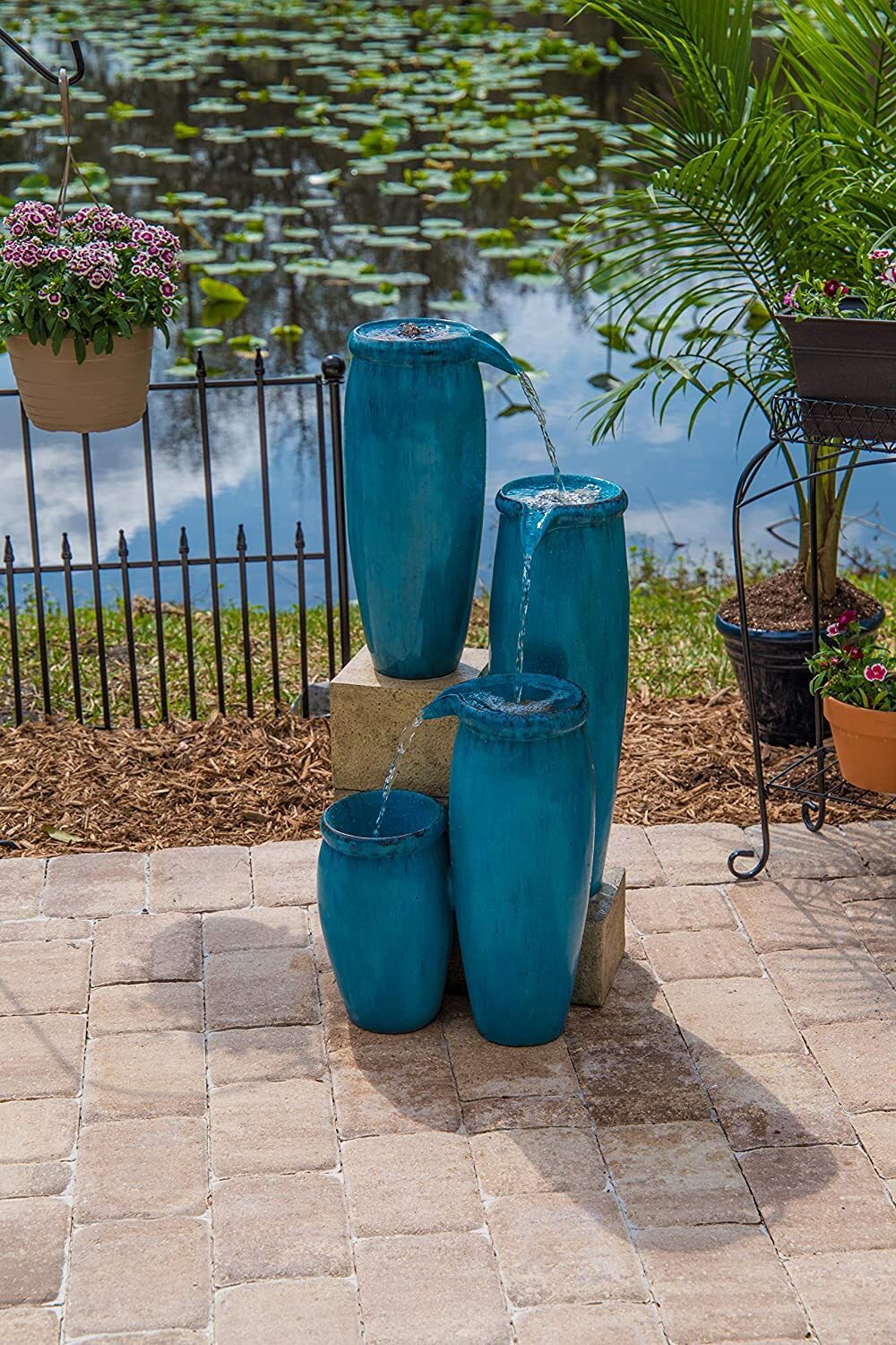 Blue Vase Outdoor Corner Fountain