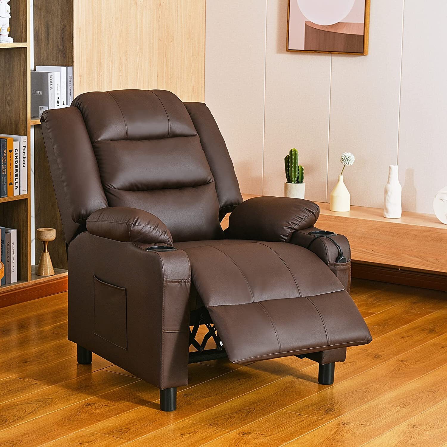 Bonded Leather Massaging Recliner Chair