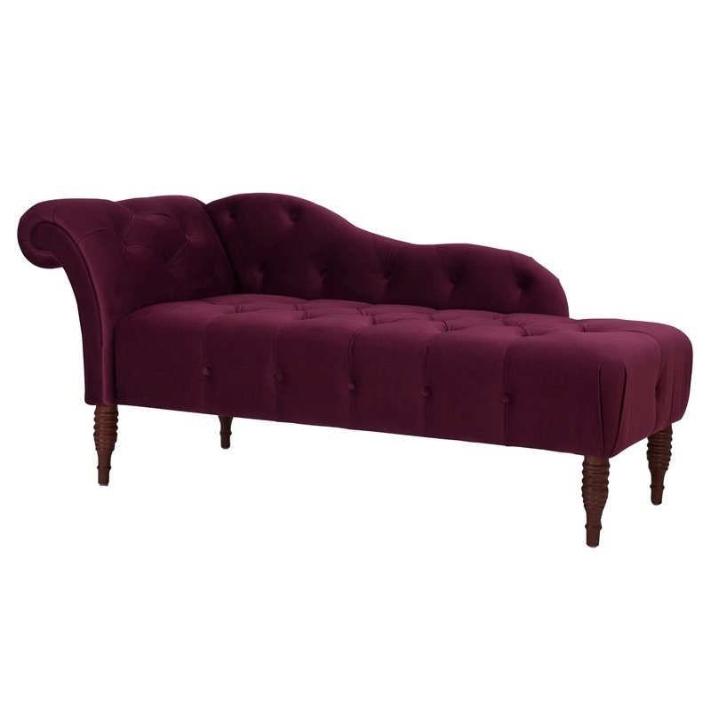 Brika home tufted roll arm chaise lounge in burgundy