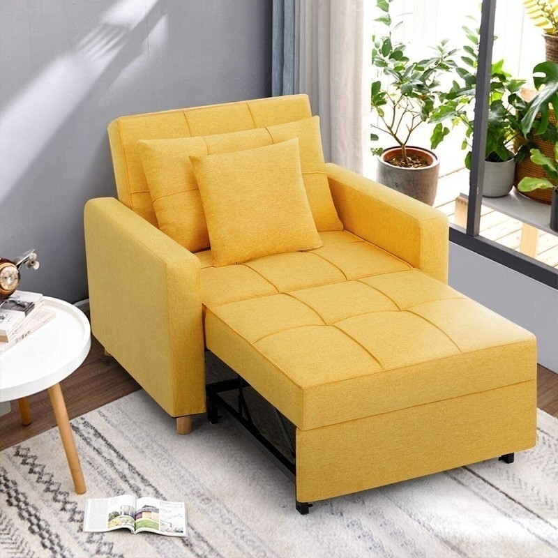 Butterfly Yellow Pull Out Sleeper Chair With Arms ?s=l