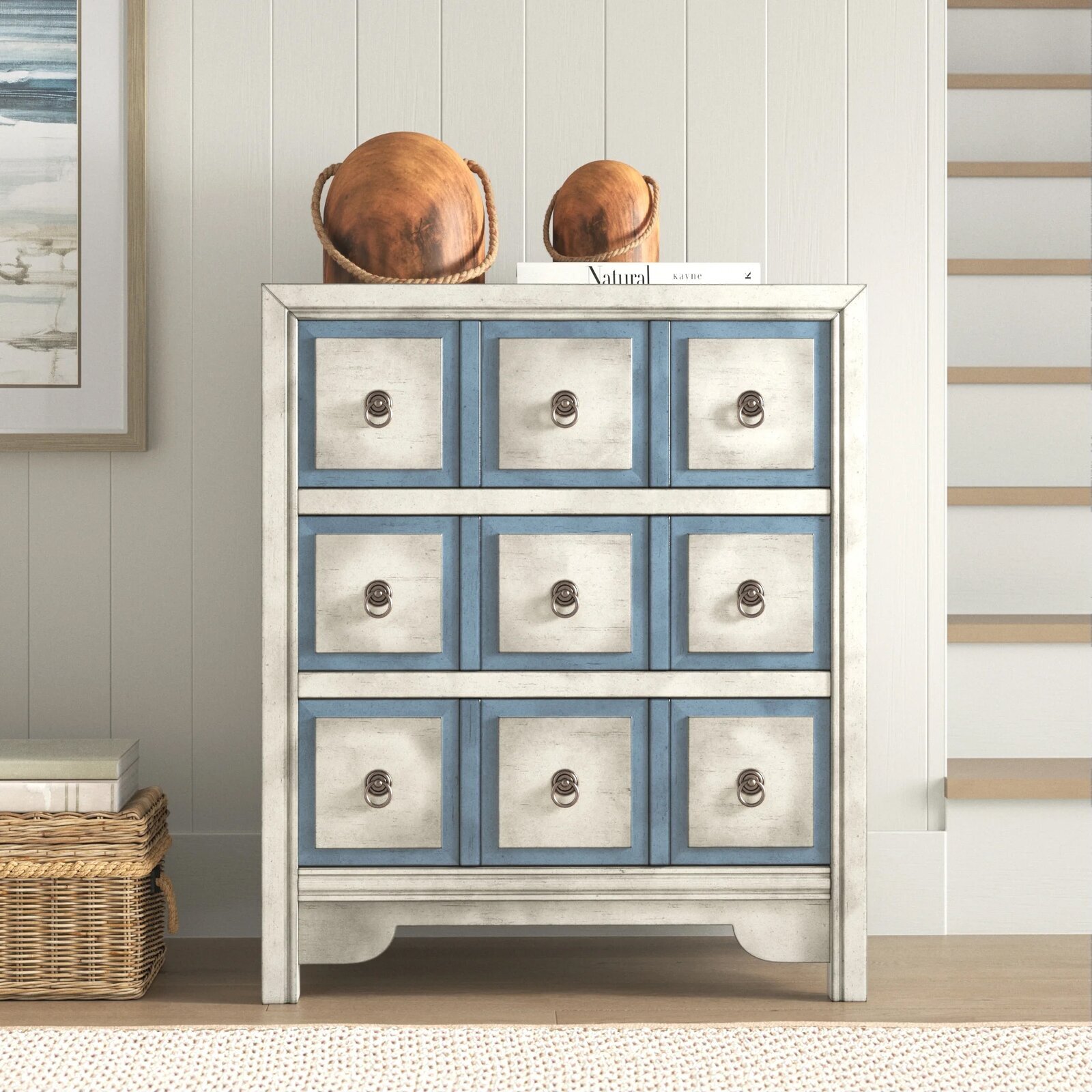 Cabinet with many small drawers that help you reinforce your interior style 