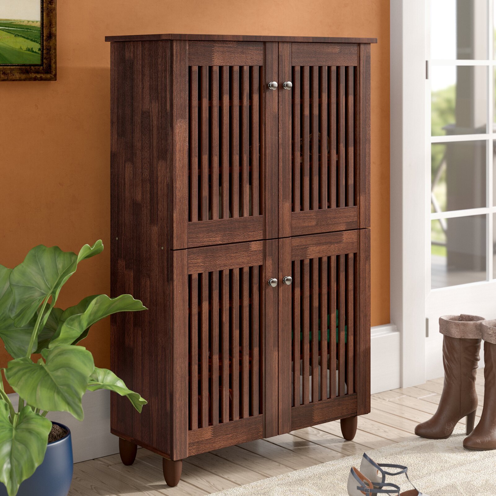 Buy Carson Shoe Cabinet In Classic Walnut Finish at 27% OFF by Solace Craft  | Pepperfry