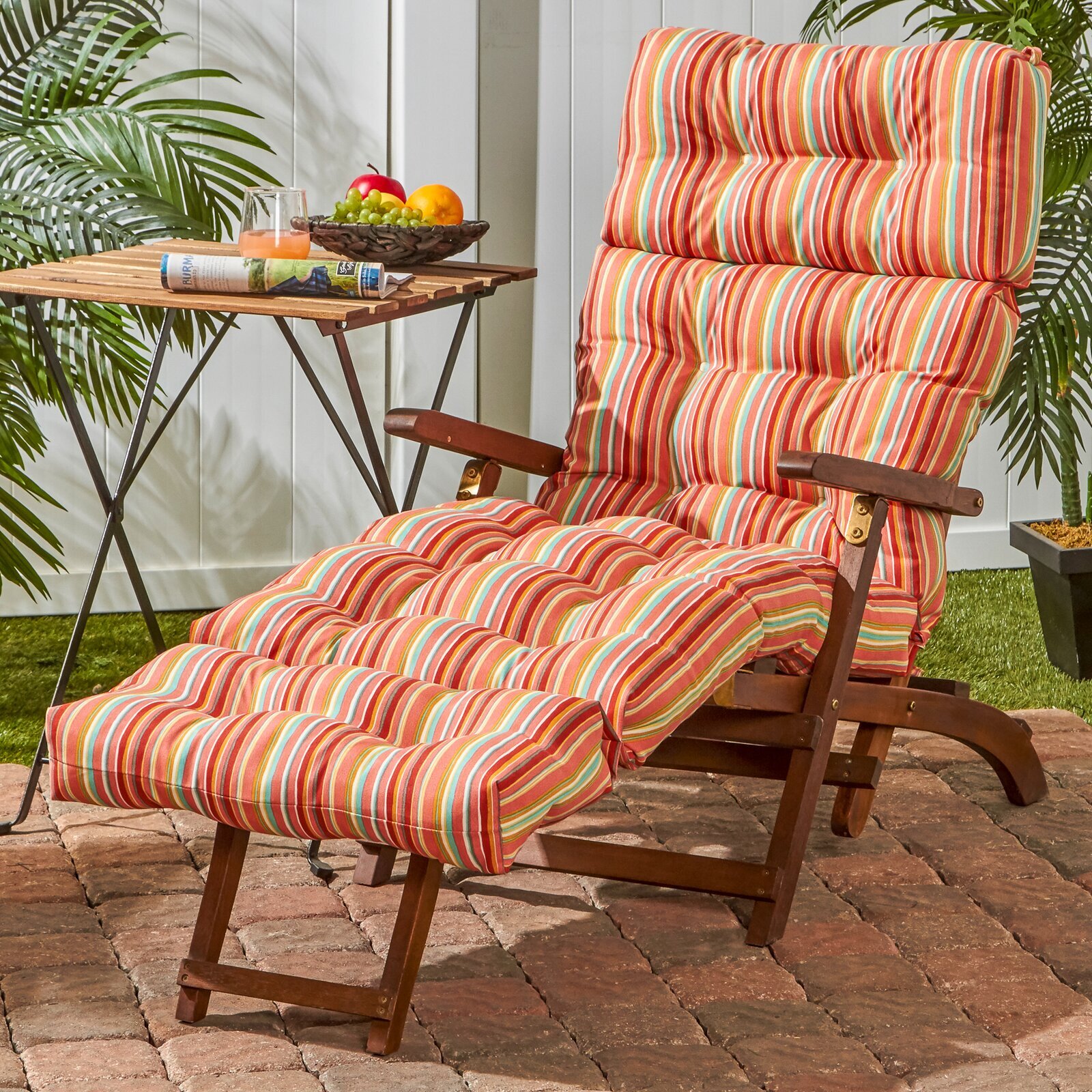 Outdoor Highback Dining Chair Cushion Textured Solid Almond