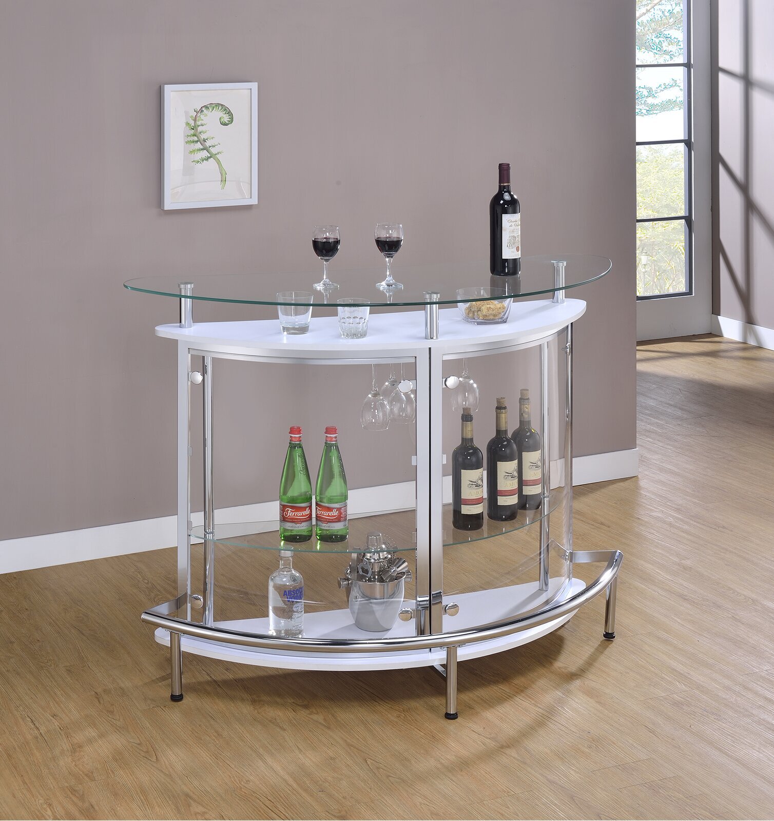 Chic Glass Living Room Bar Cabinet 