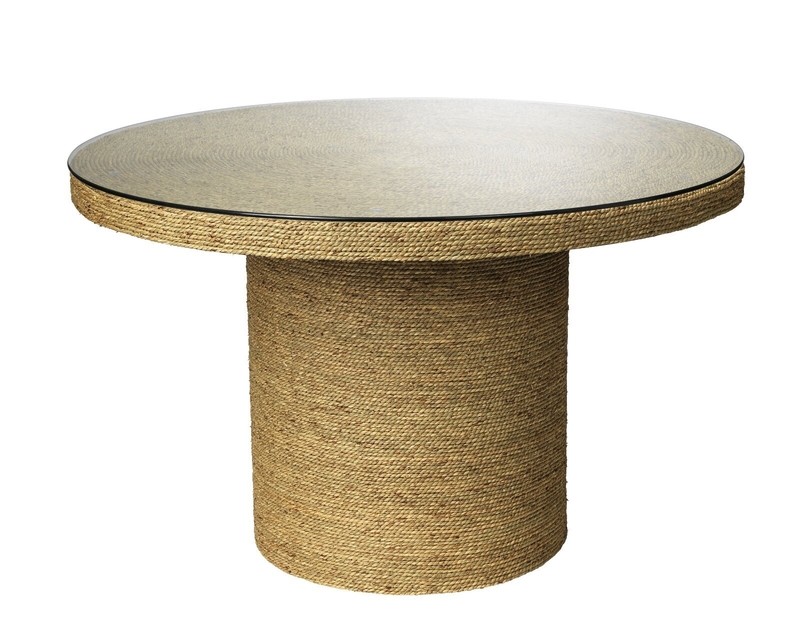 Coastal seaweed dining table with glass top