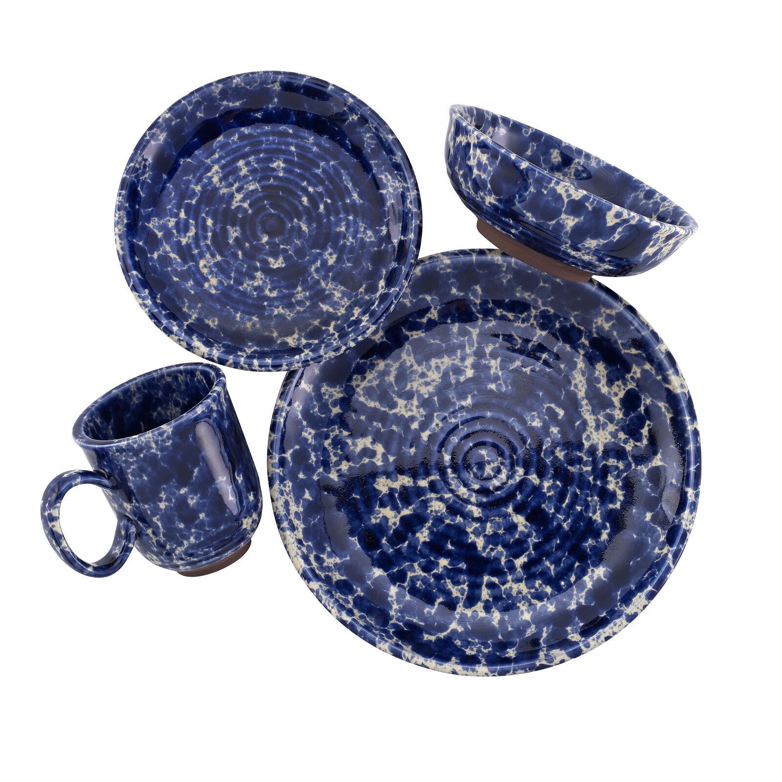 Cobalt Blue Textured Stoneware Dinnerware Set