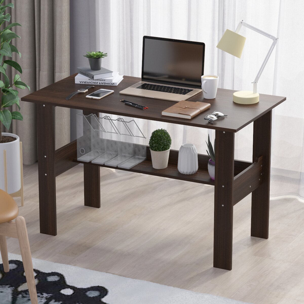 Computer table design with printer