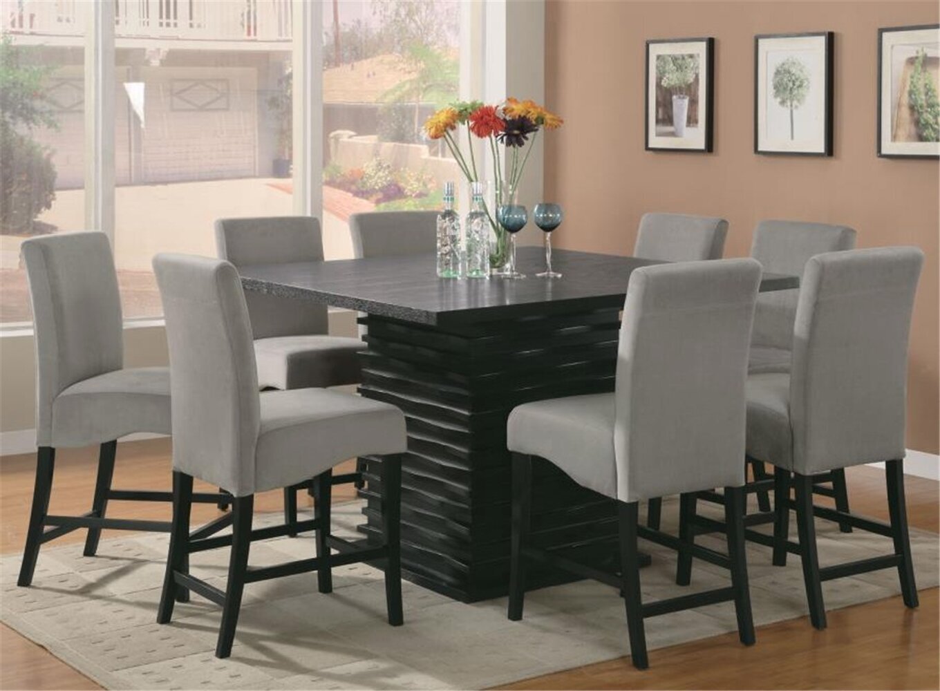 Contemporary bar height dining table for 8