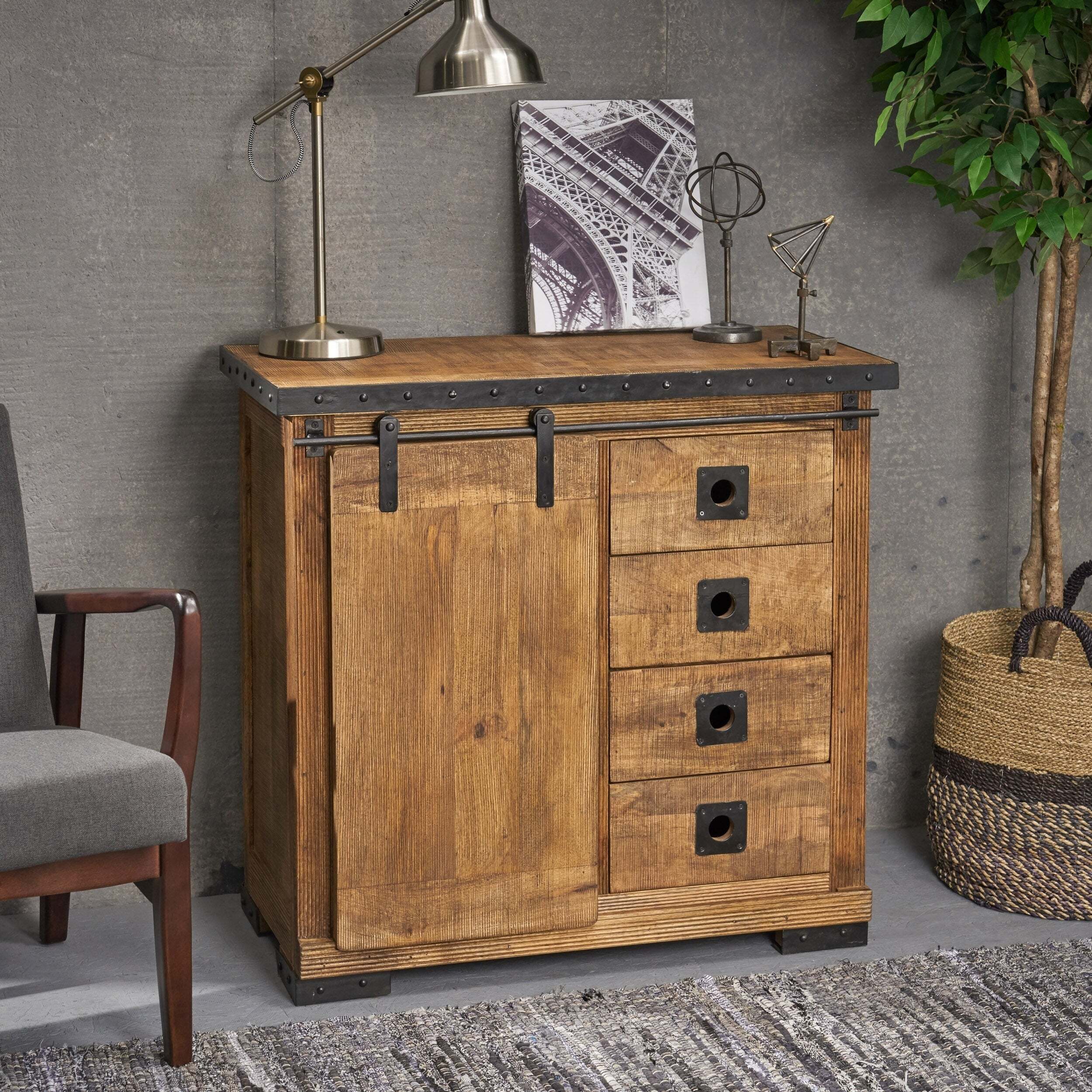Contemporary Mango Wood Living Room Chest of Drawers