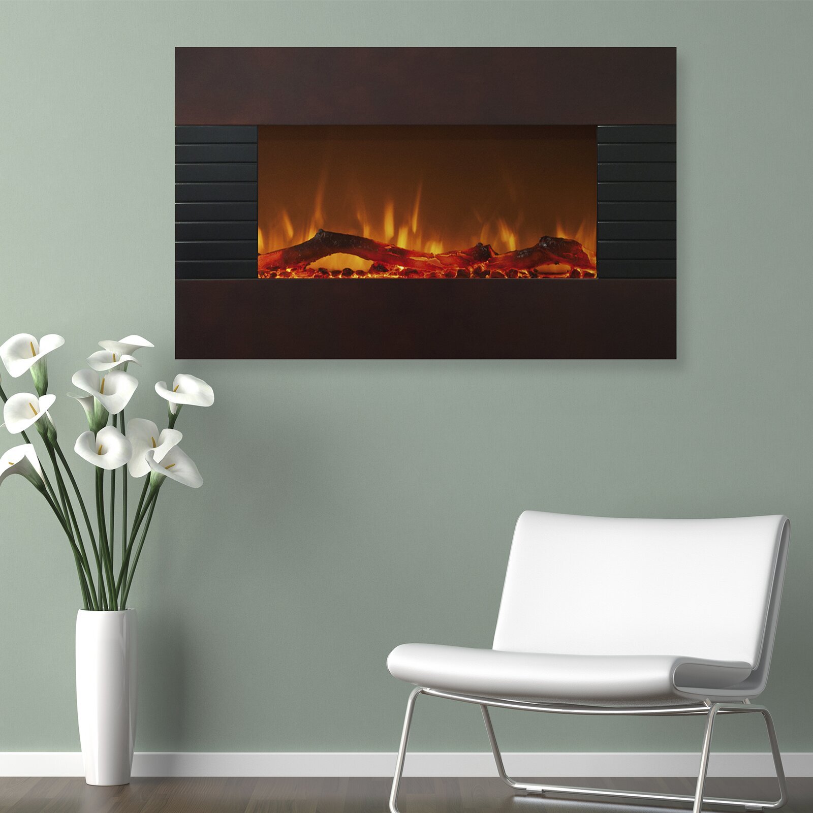 Contemporary Small Wall Mount Electric Fireplace