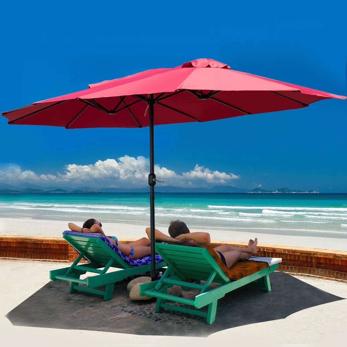 Double roof windproof beach umbrella