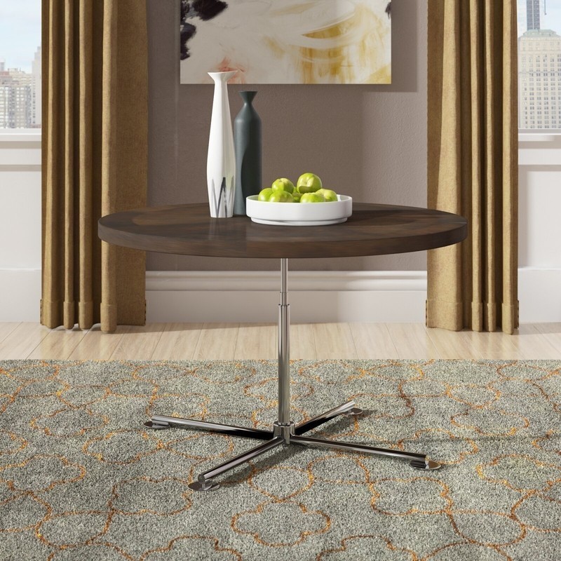 Dark Cherry Brown Top Adjustable Height Dining Table