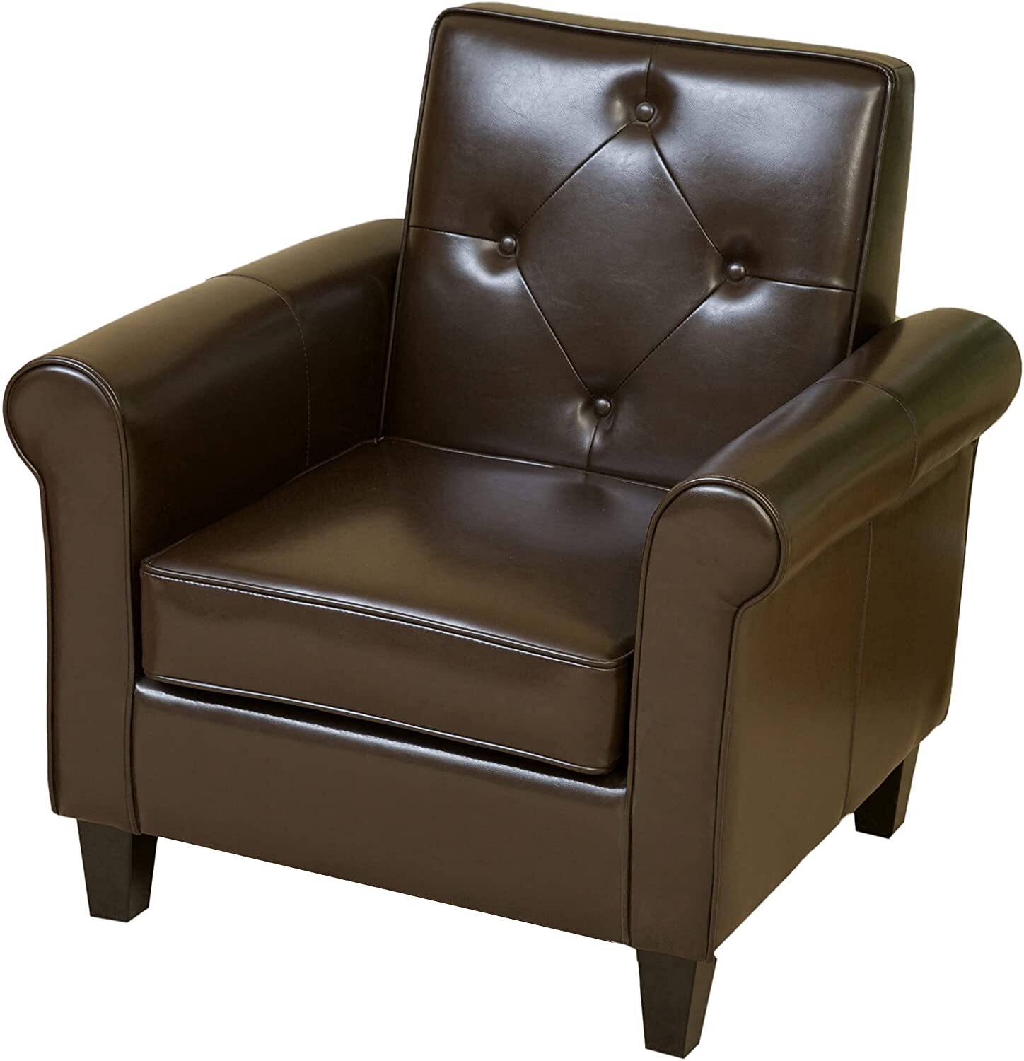 Dark leather cigar chair