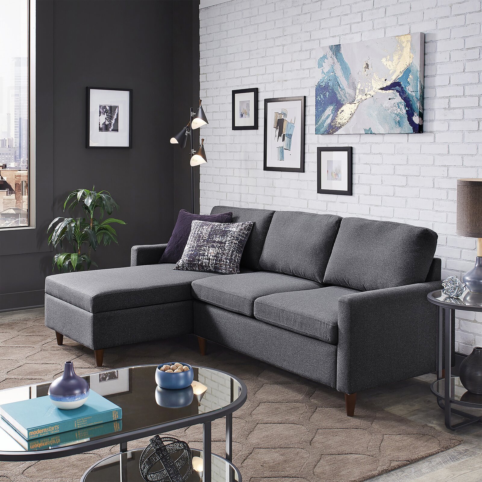 Debrah Reversible Stationary Sofa & Chaise Sectional