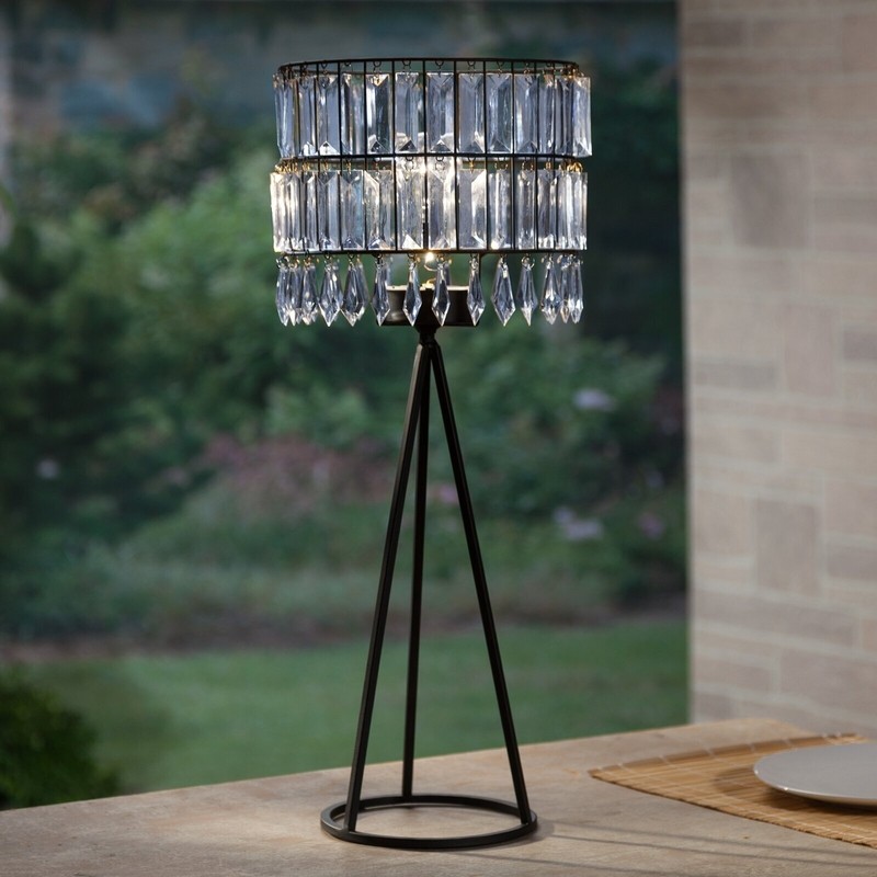 Decorative Crystal Solar powered Cordless Table Lamp