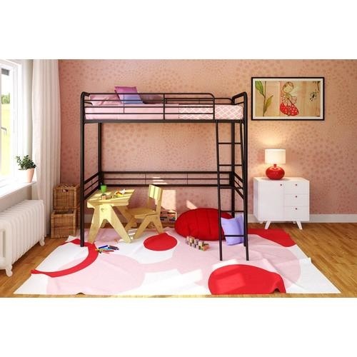 Dhp black twin study loft bunk bed in the bunk
