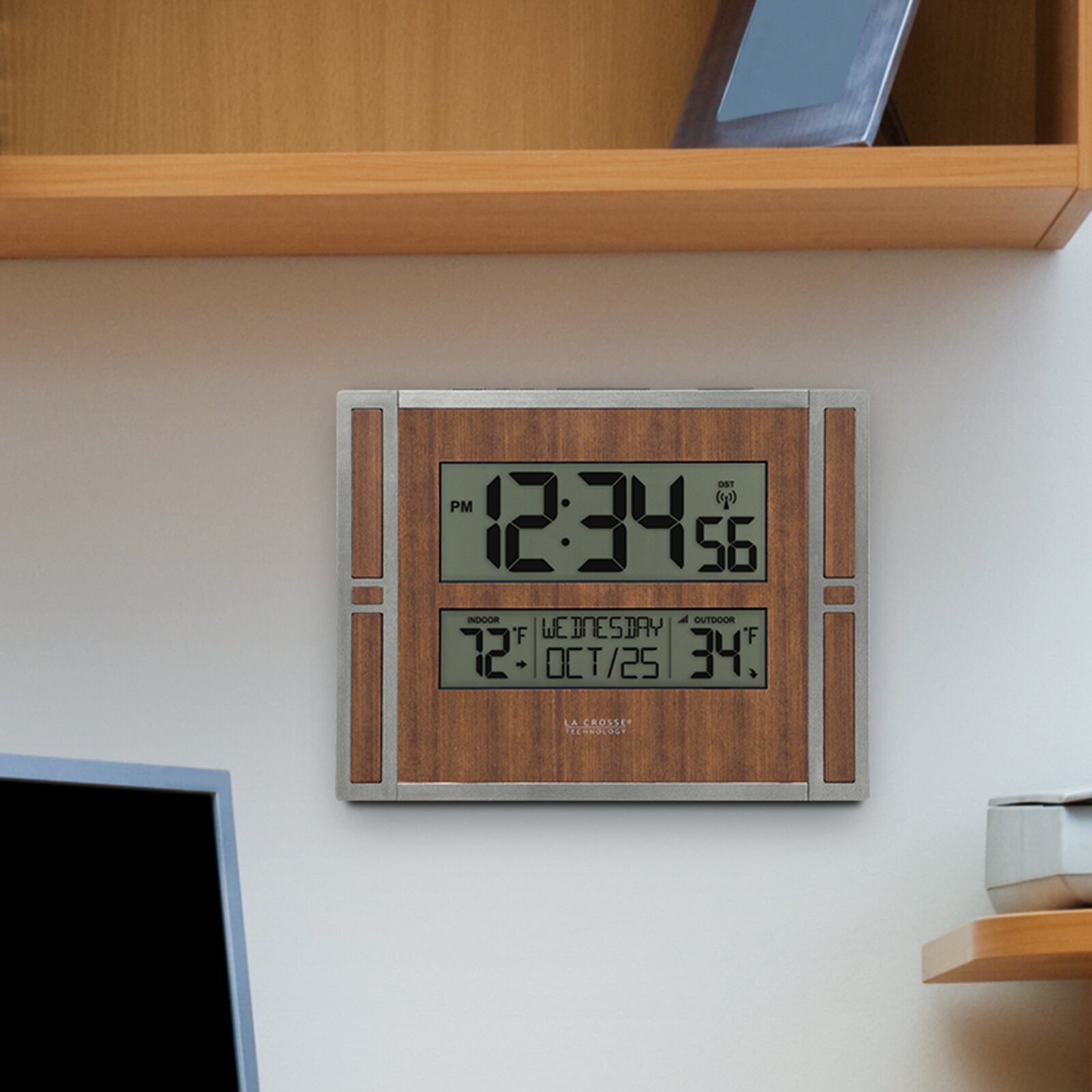 Digital Two screen Wall Clock with Day and Date