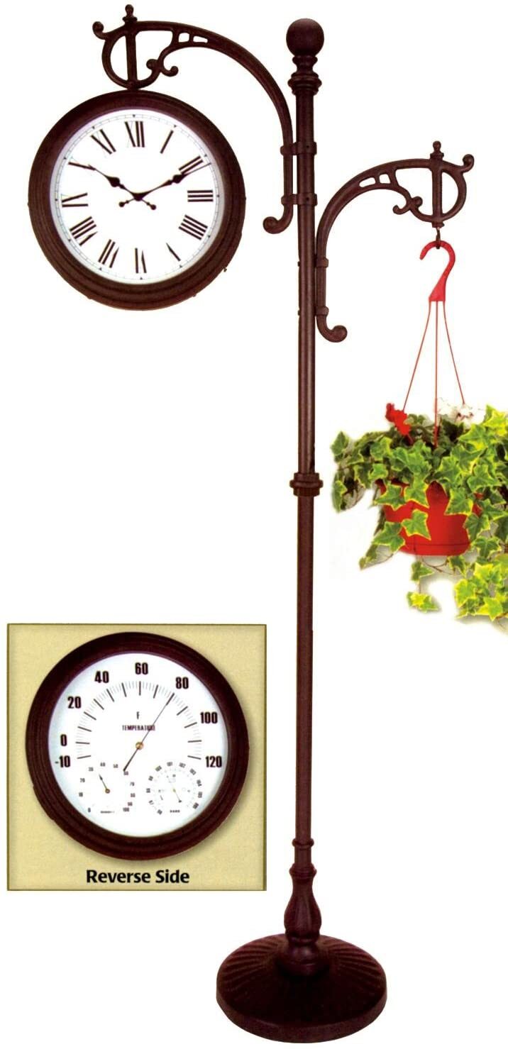 Double Sided Outdoor Pedestal Clock 
