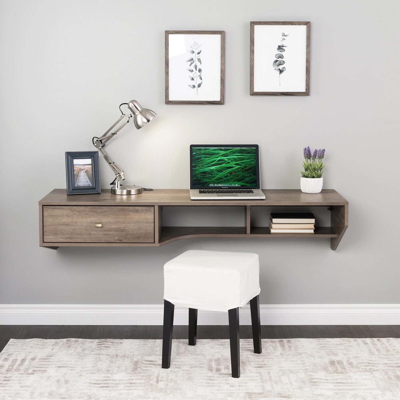 Compact store floating desk