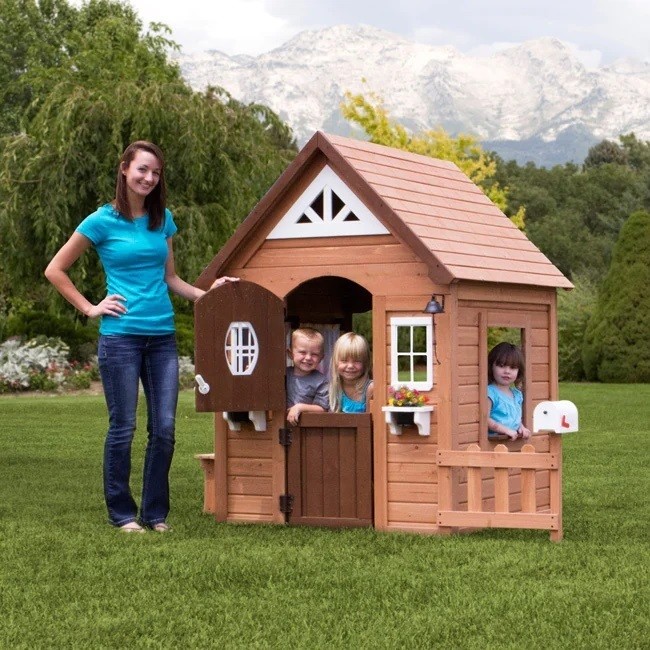 Durable Backyard Wood Playhouse Kit 