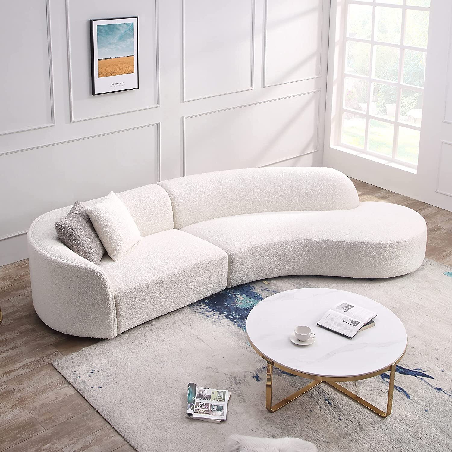 Elegant Small Curved Sectional Sofa 