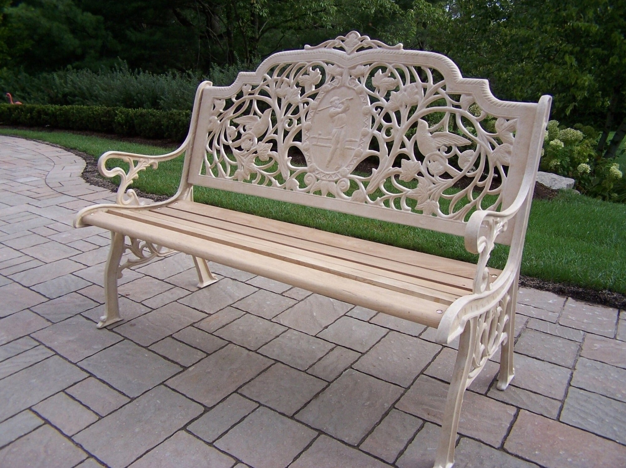 Elegant Wrought Iron and Wood Bench