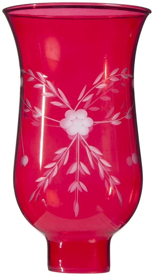 Elongated Cranberry Etched Glass Tulip Lamp Shade