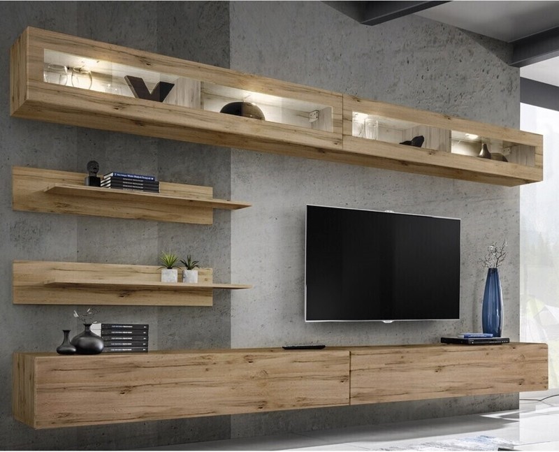 Entertainment Center With Floating Shelves