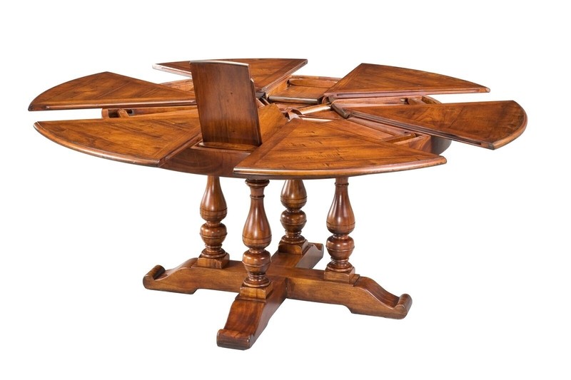 Extendable Walnut Round Table That Seats 10