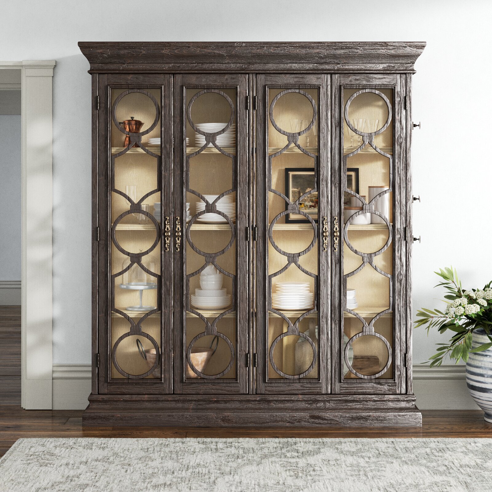 Extra large antique curio cabinets