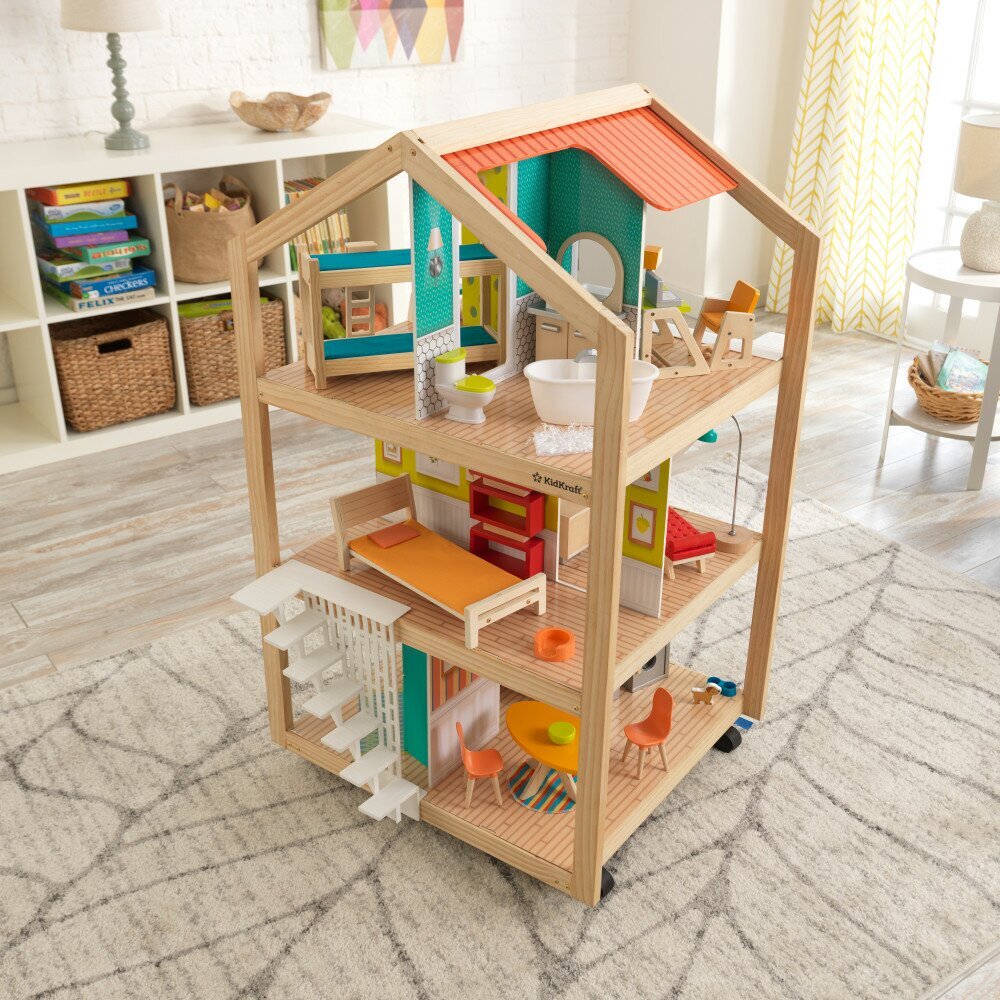 Extra Large Wooden Dolls House on Wheels
