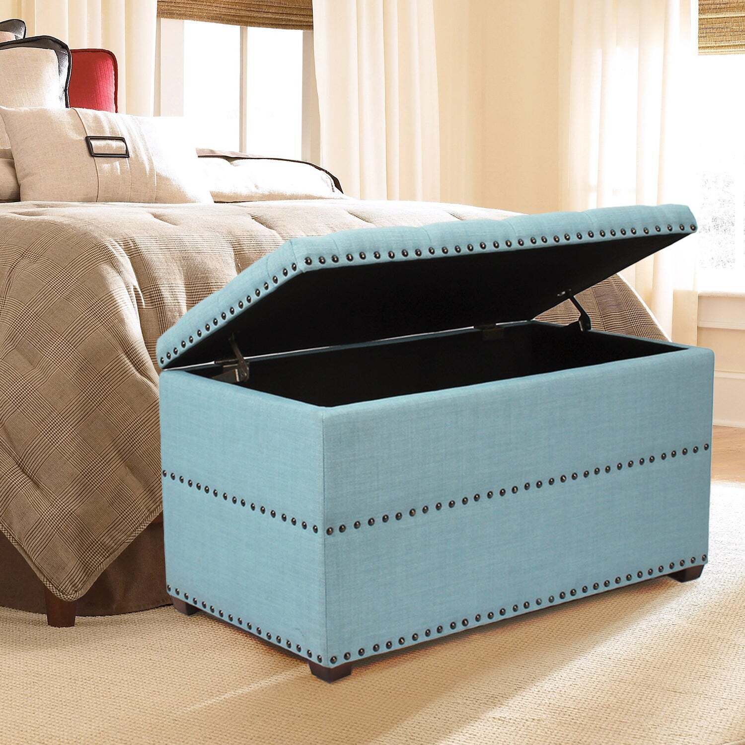 Fabric Upholstered Extra Large Storage Trunk for Bedroom