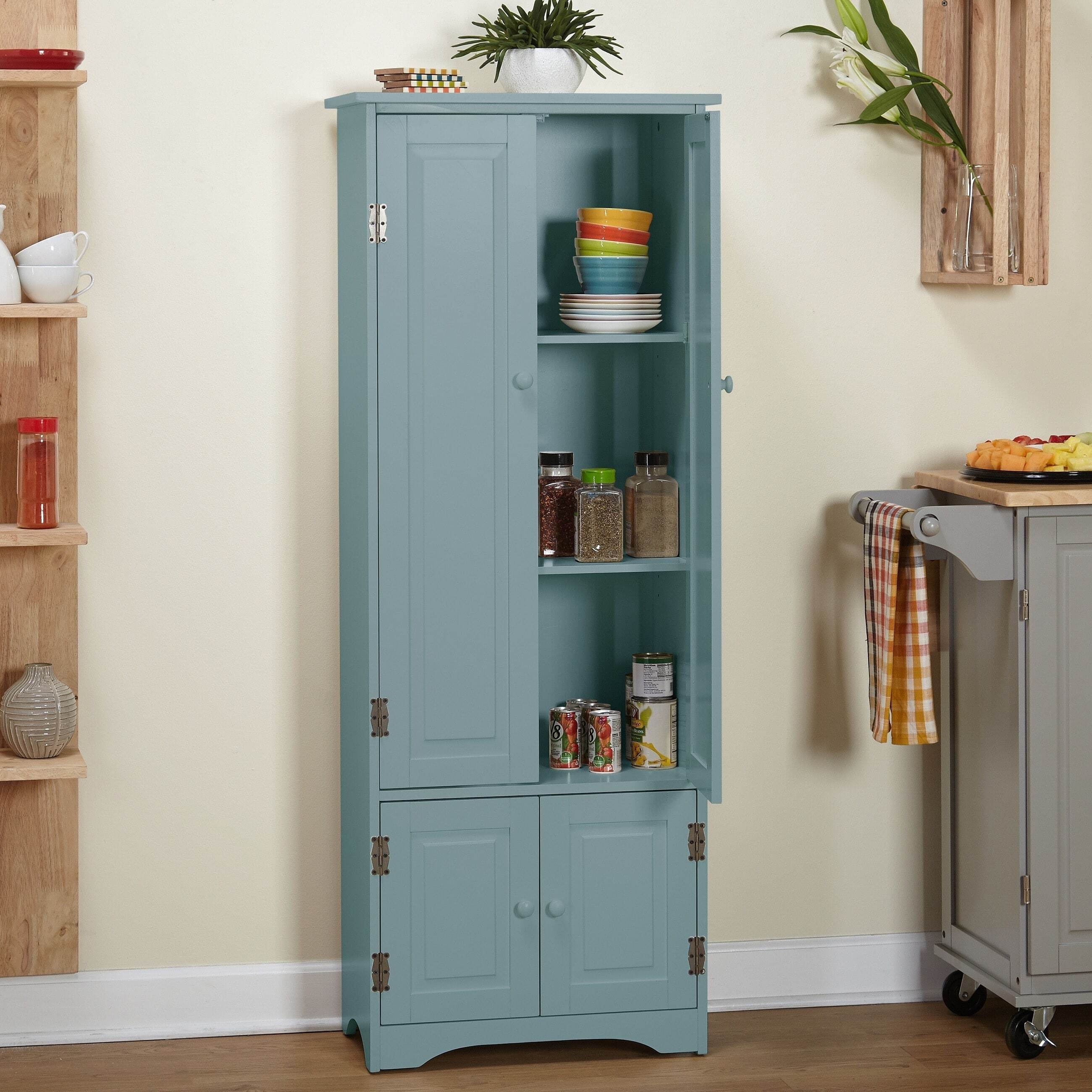 Farmhouse Style Narrow Kitchen Pantry Cabinet