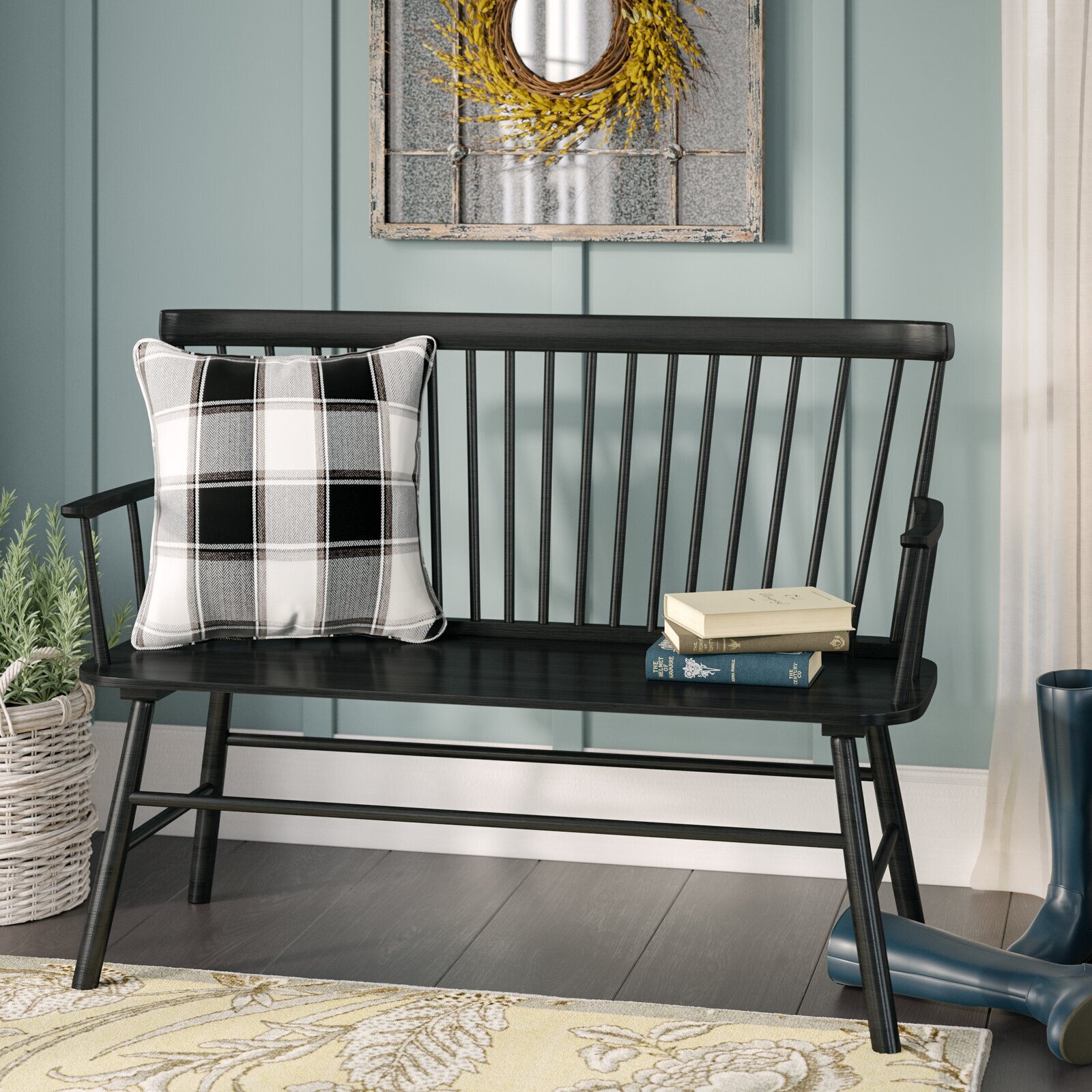 Farmhouse Wooden Bench for Home Library