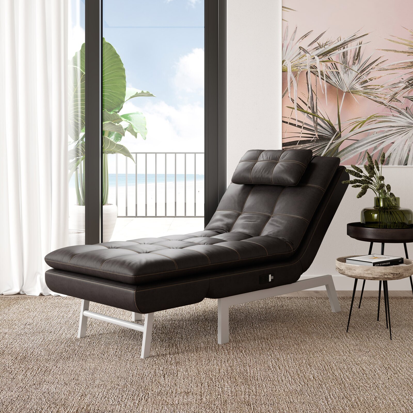 Faux Leather Chaise Lounge Recliner