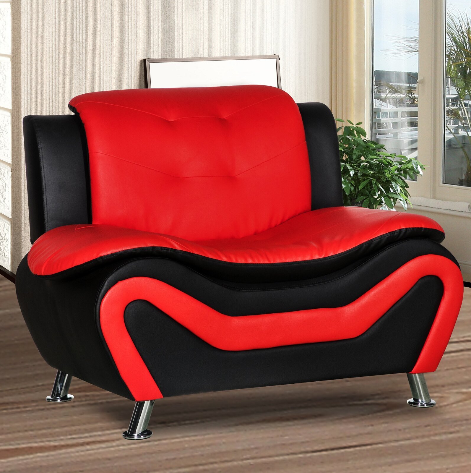 Faux Leather Unusual Shaped Chair