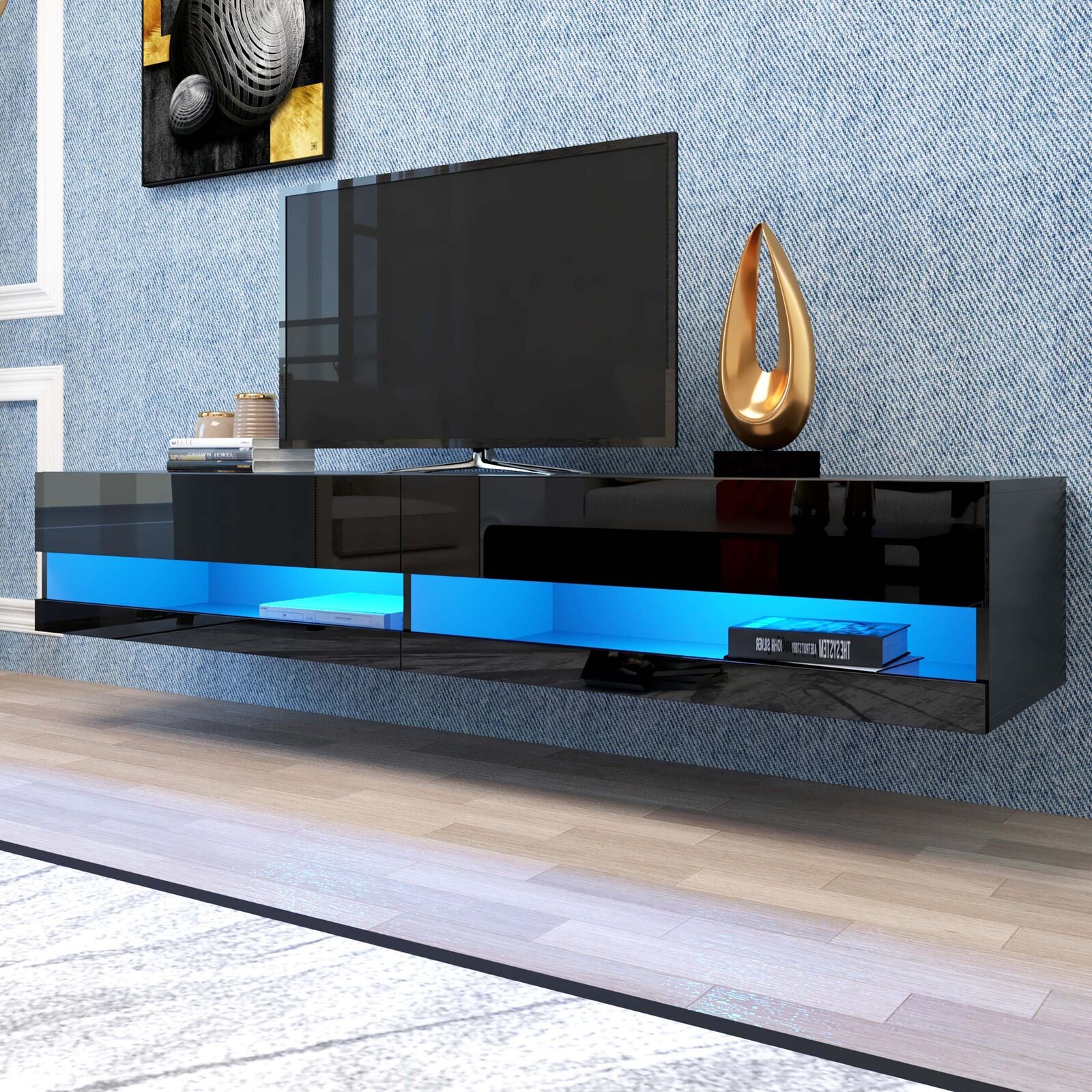 Floating, minimal low tv stand