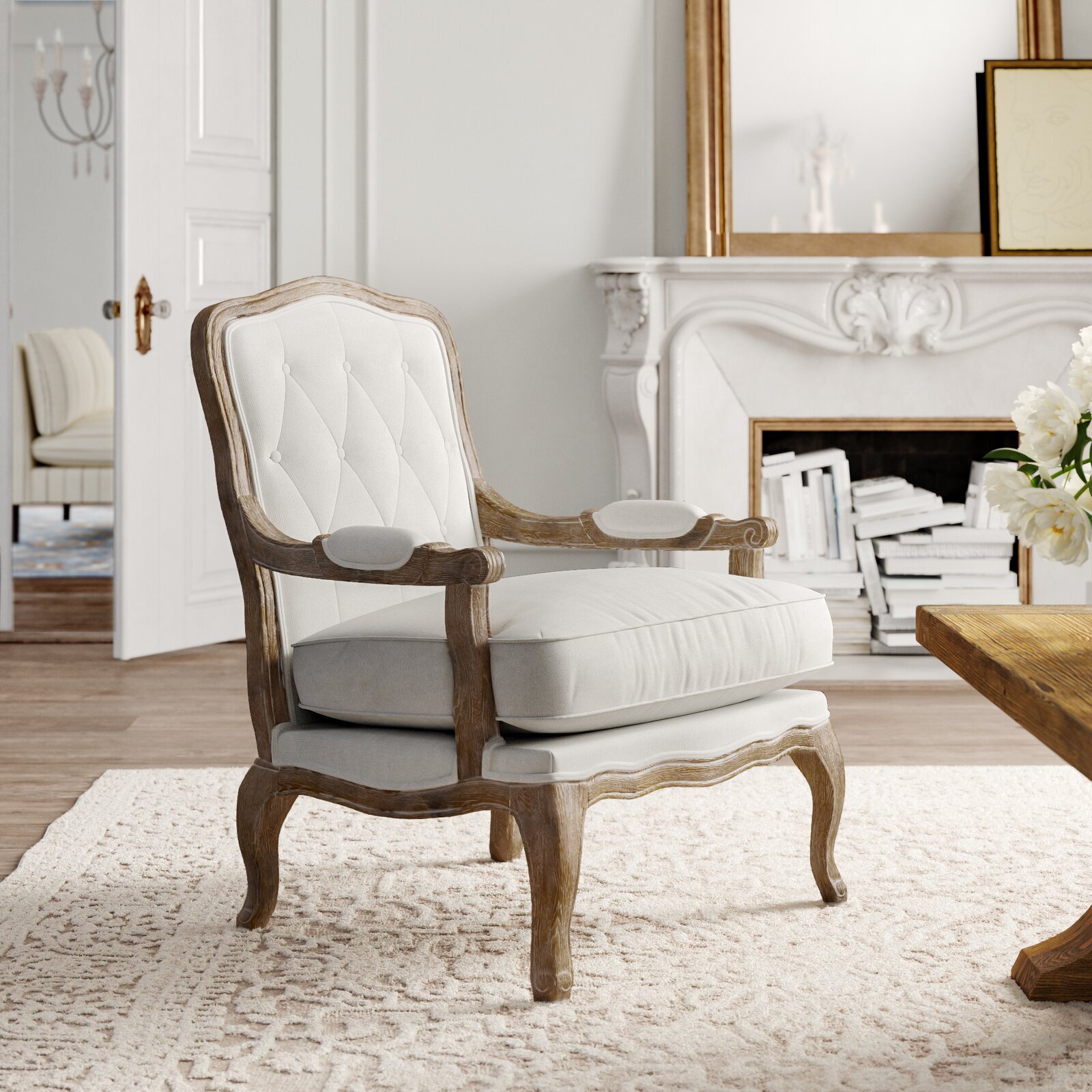 French country armchairs in neutral colors