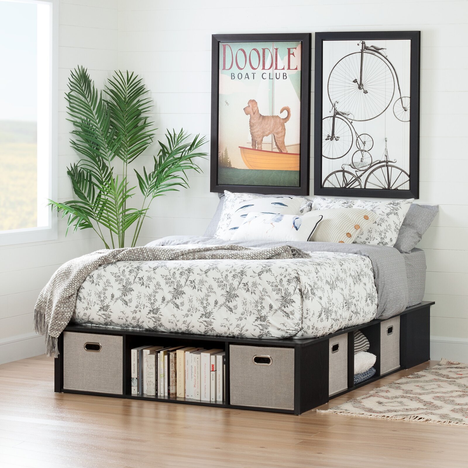 Full size platform bed with more bottom storage