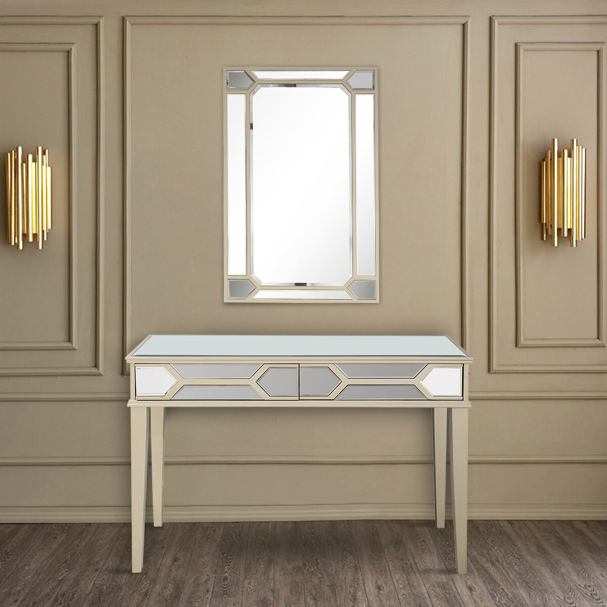 Geometric Entryway Table and Mirror 