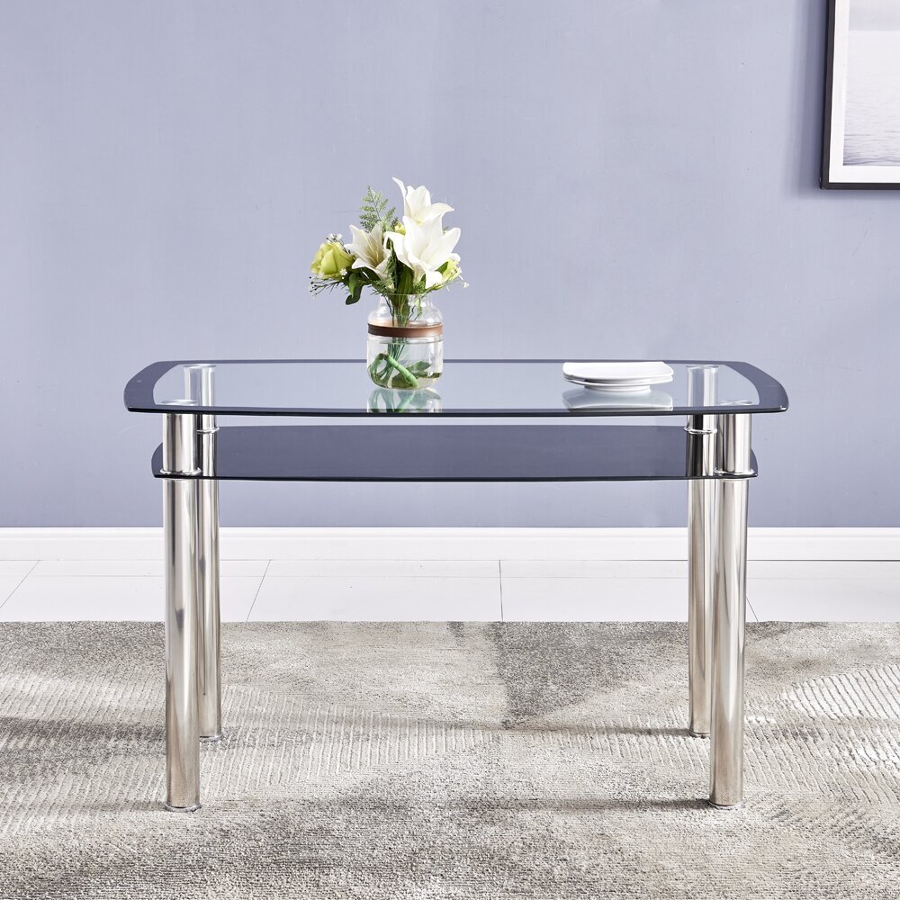 Glass Dining Tables With Storage Shelf