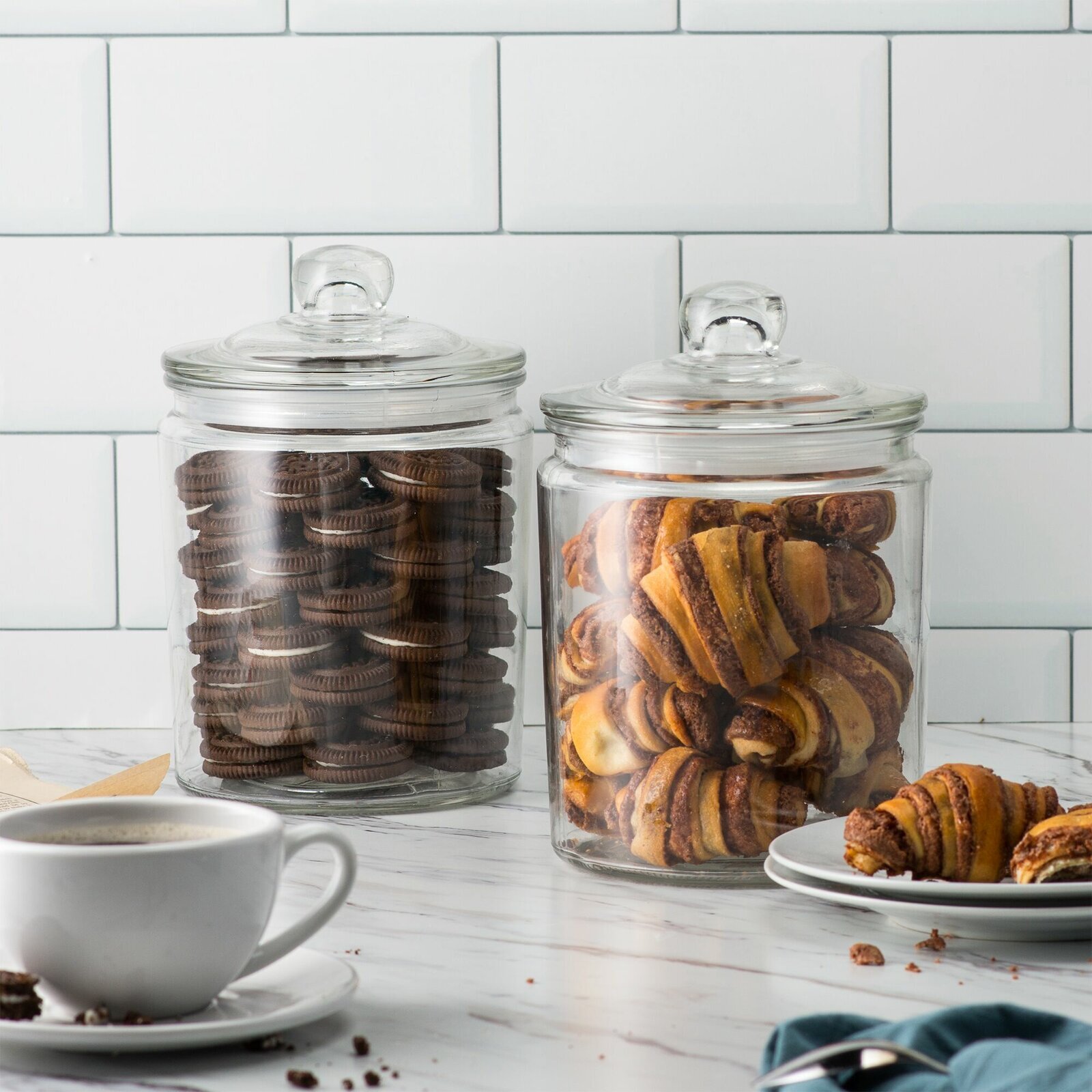Glass rustic canisters for kitchen