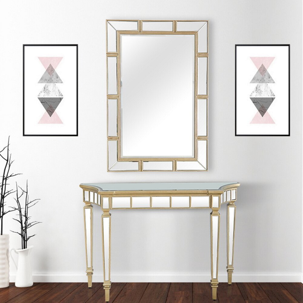 Gold Console Table Design with Mirror