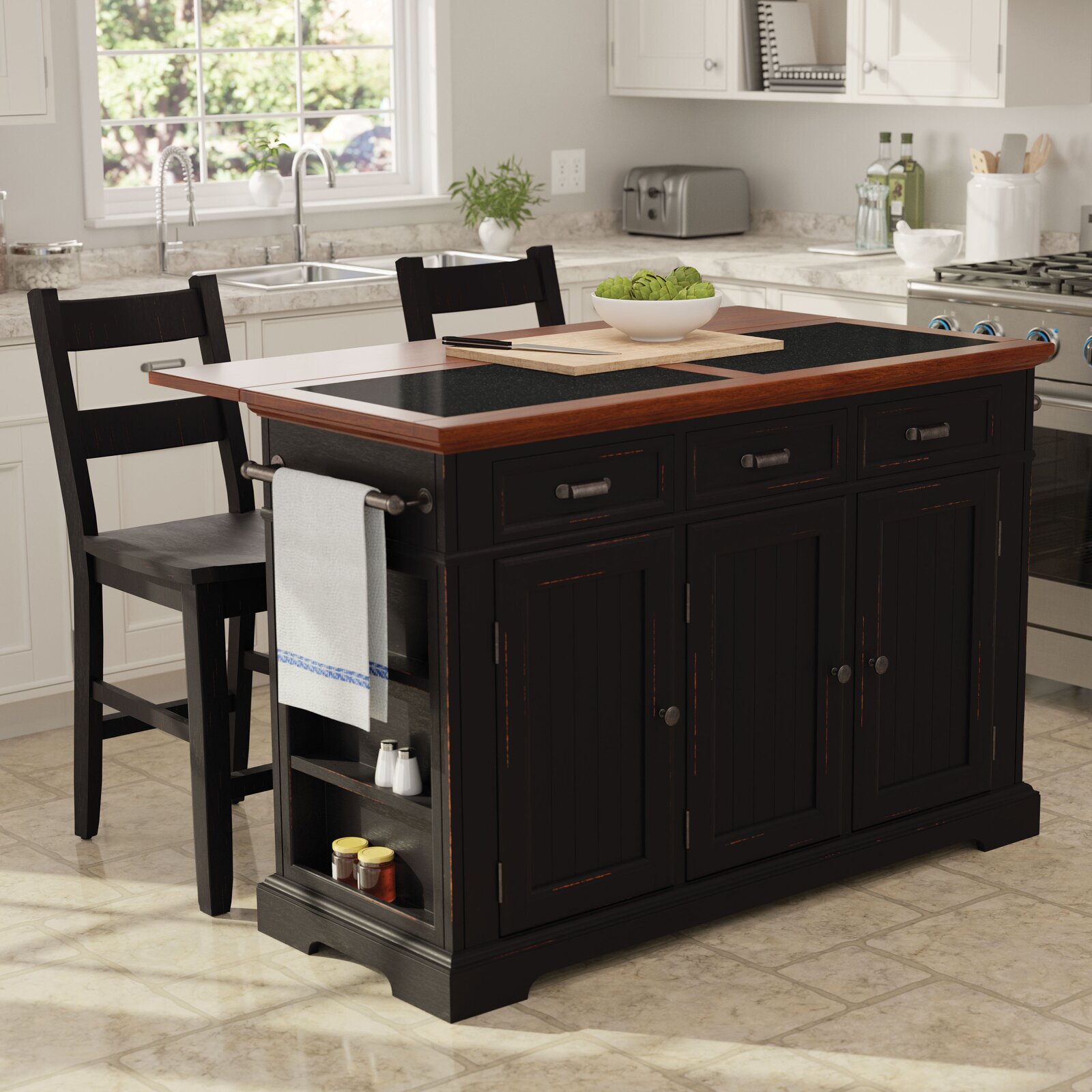 Granite kitchen island with additional perks