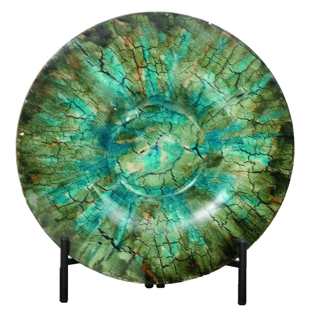 Green Glass Decorative Charger Plate