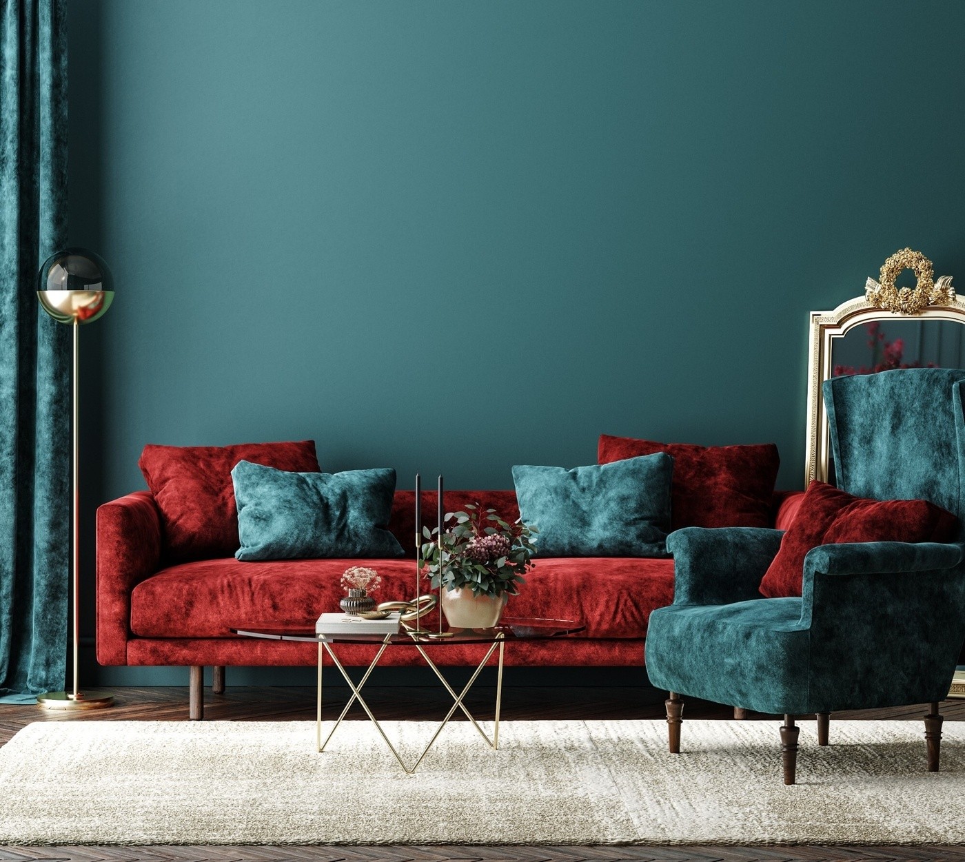 Complementary Color Scheme   Green Living Room 